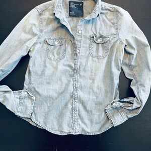 American Eagle Outfitters Light Blue Casual Shirt